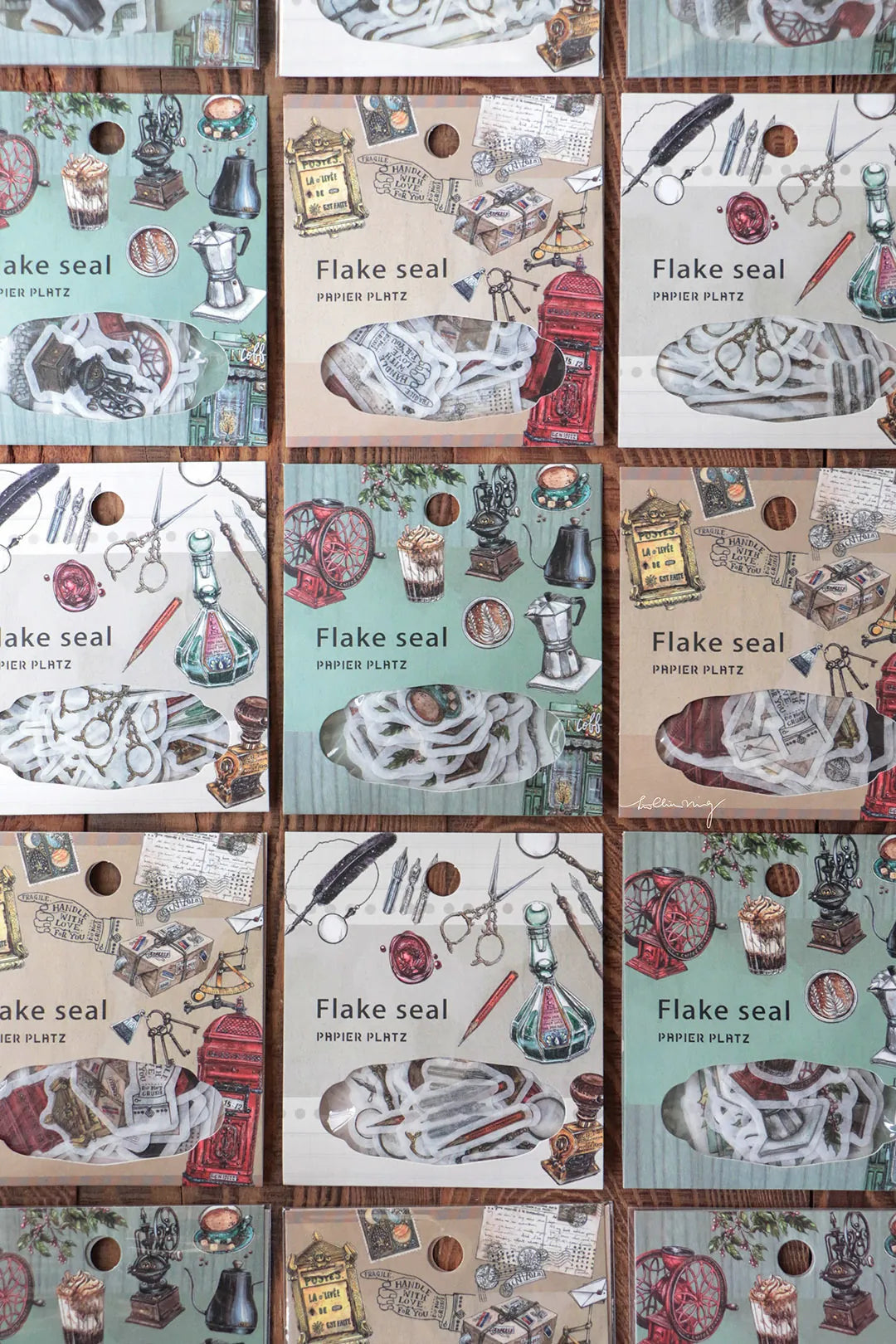LCN Washi Flake Seal Sticker Set - Vintage Coffee