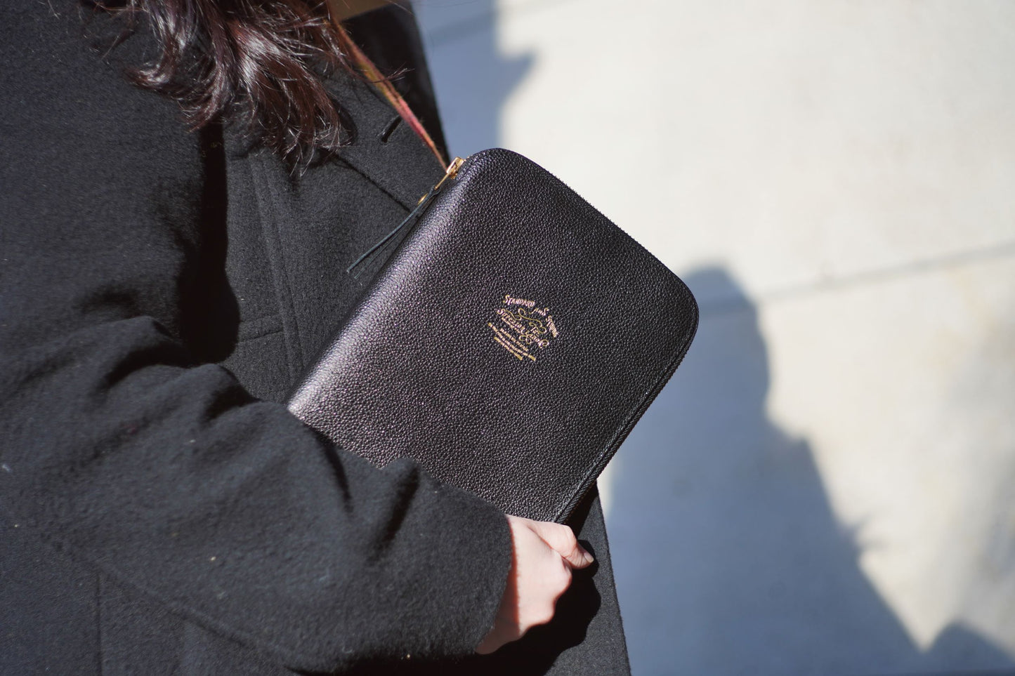 A5 Kurozan Black Leather Zip Organizer