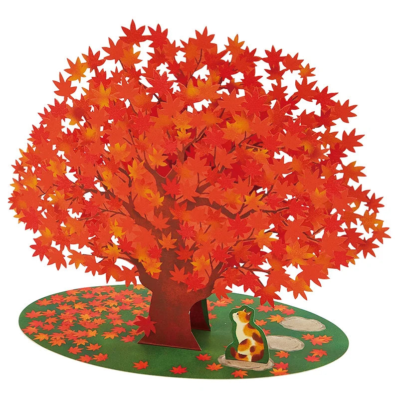 Sanrio Greeting Card: Autumn Leaves with Cat