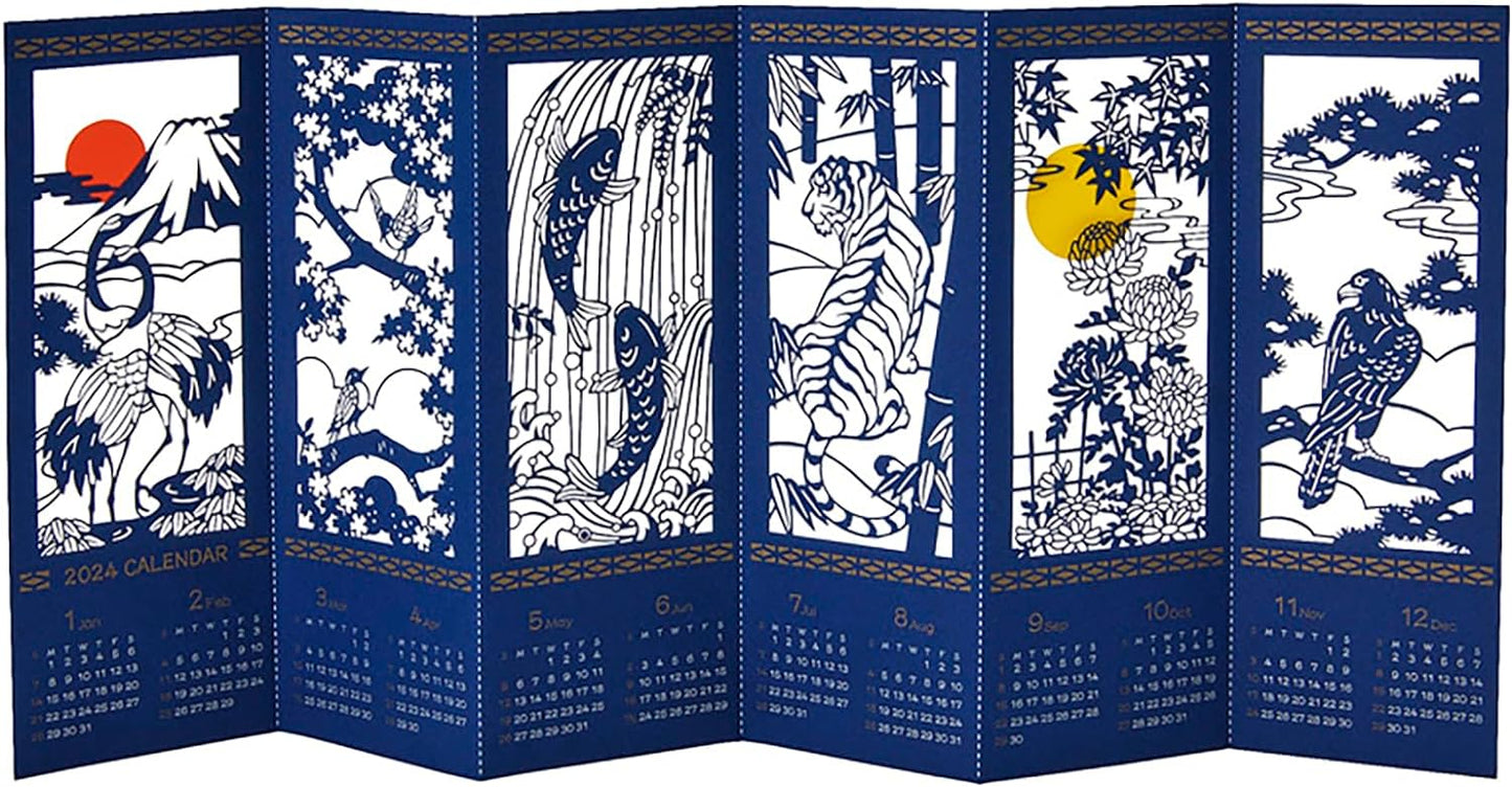 Sanrio Greeting Card: Bamboo Folding Screen Scenes (Four Seasons) 2024 Calendar