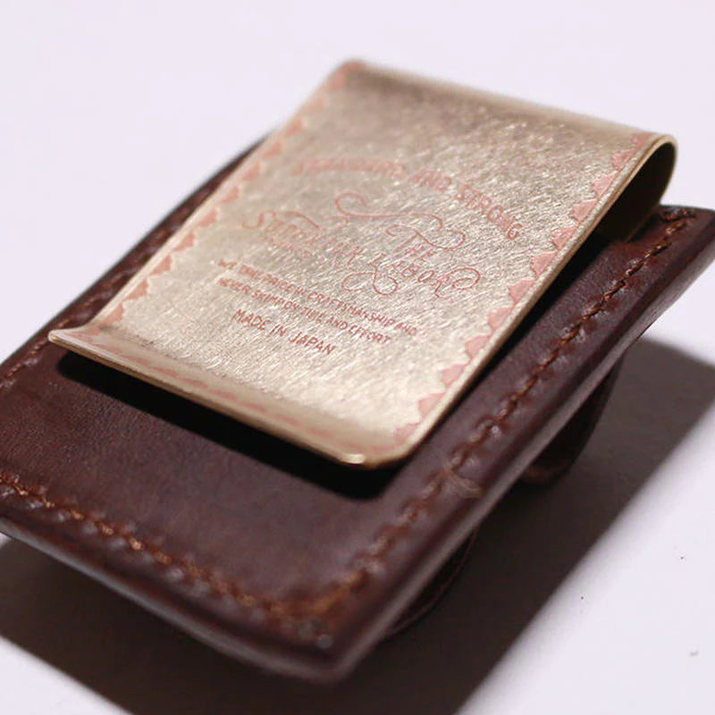 Leather clip pen holder