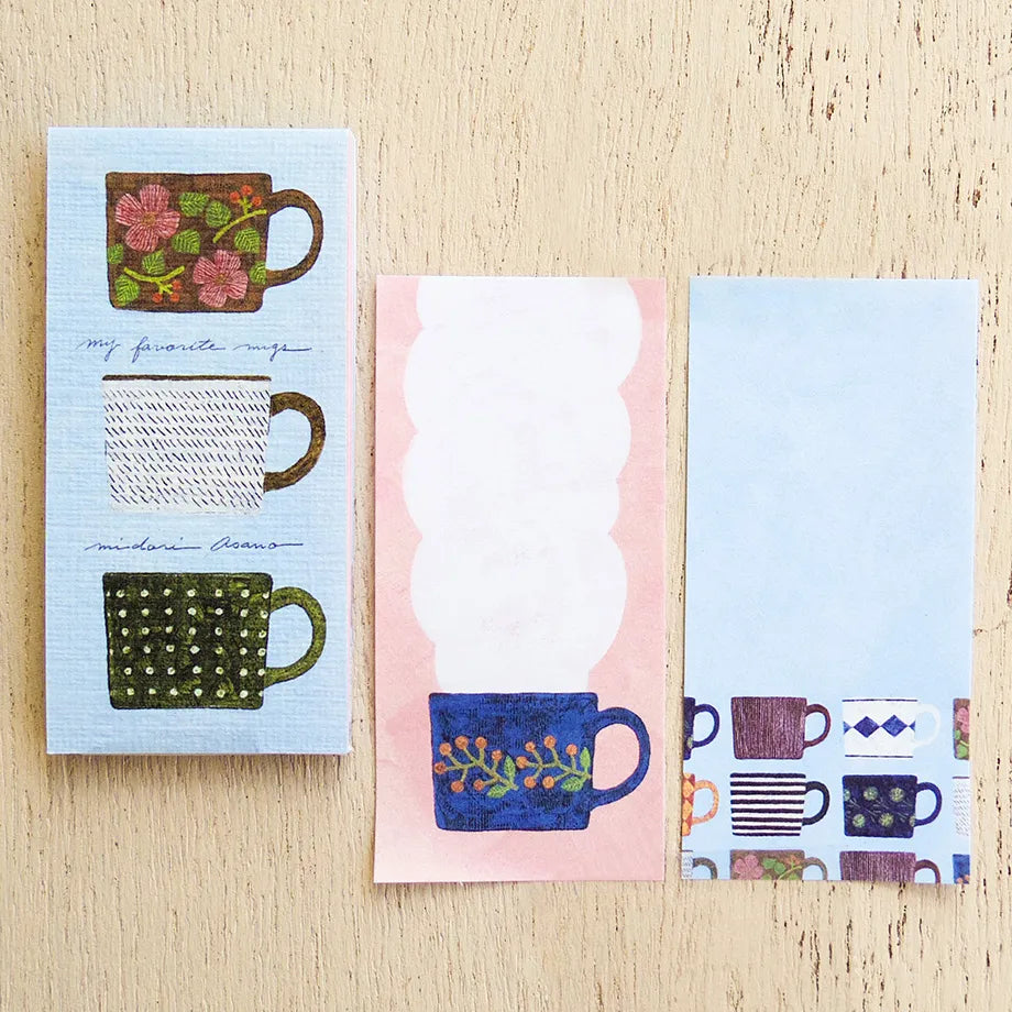 Cozyca products: Midori Asano: Sticky Notes: My Favourite Mugs - three o'clock