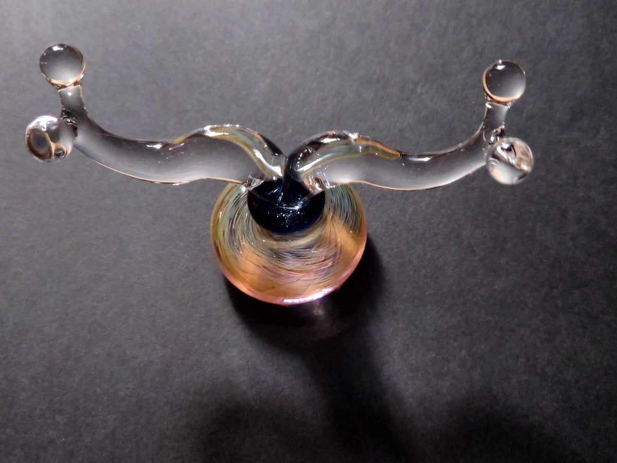 Glass Pen Feathered Rainbow Set with stand and inkwell