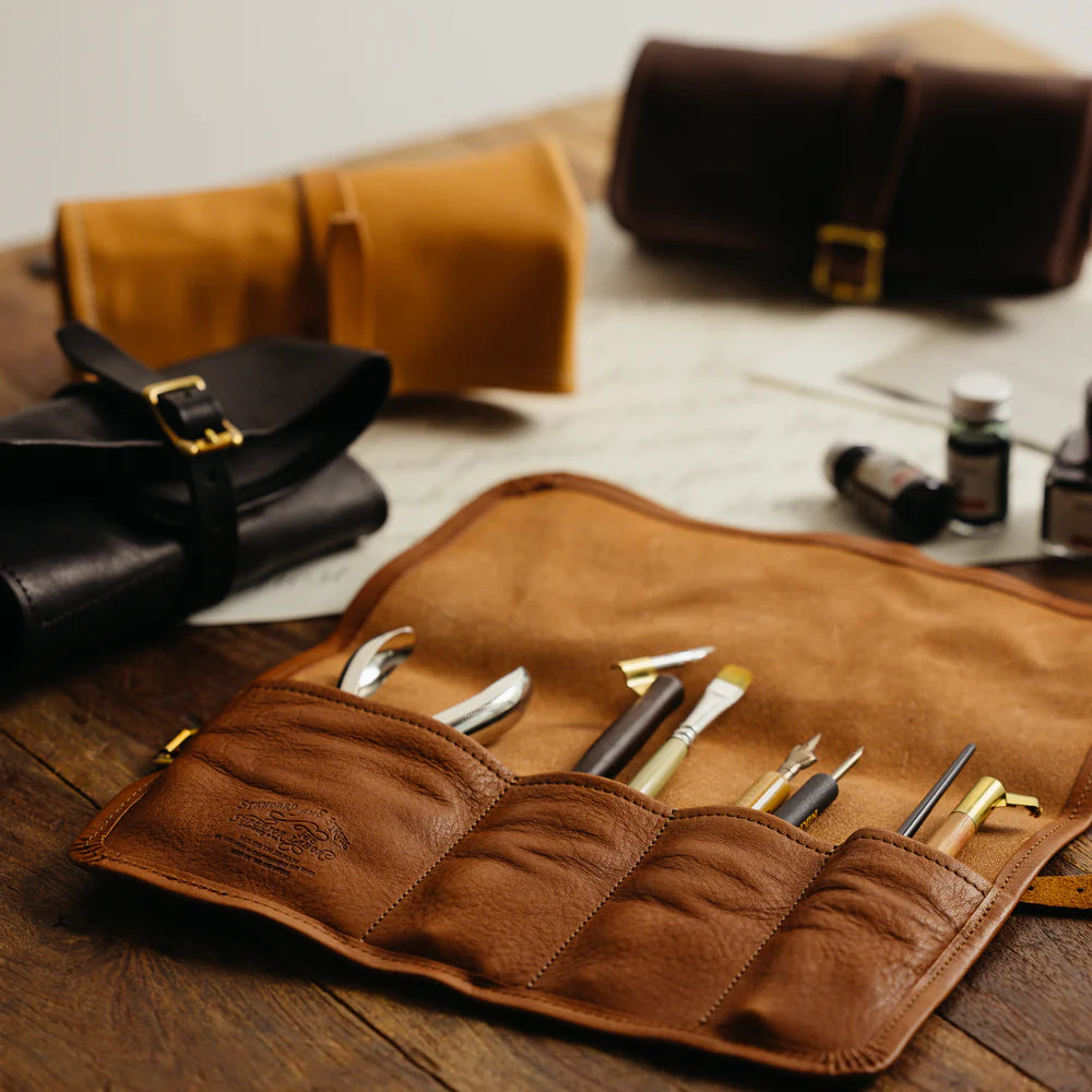 TSL Leather roll pen case