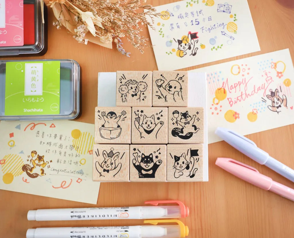 Maruco: Animal Cheer Squad｜Maple Wood Rubber Stamp