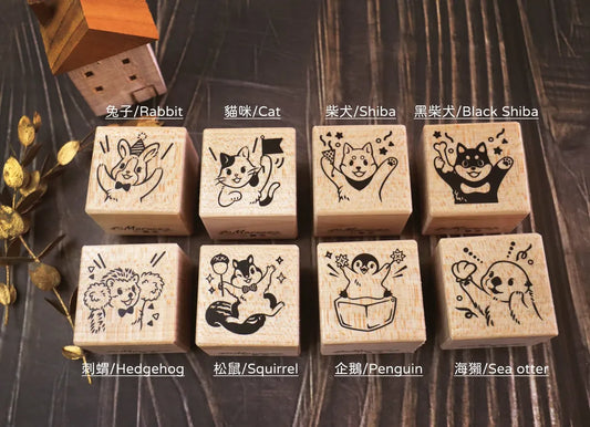 Maruco: Animal Cheer Squad｜Maple Wood Rubber Stamp