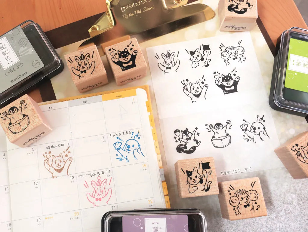 Maruco: Animal Cheer Squad｜Maple Wood Rubber Stamp