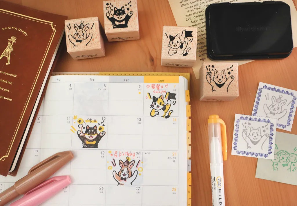Maruco: Animal Cheer Squad｜Maple Wood Rubber Stamp