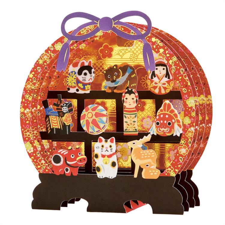 Sanrio Greeting Card: Japanese Style Toy on Round Shelf