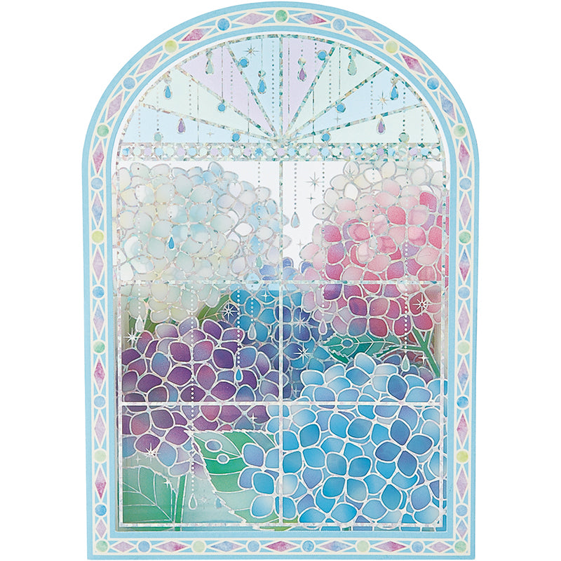 Sanrio Greeting Card: Hydrangea Behind a Window