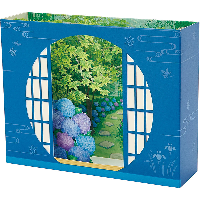 Sanrio Greeting Card: Hydrangea & Japanese Maple Tree Garden Round window