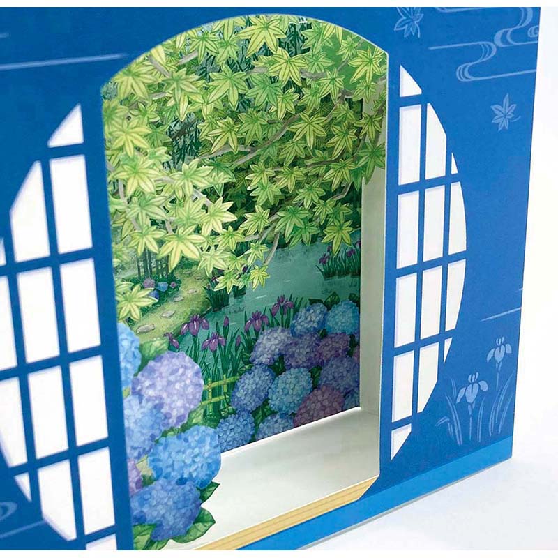 Sanrio Greeting Card: Hydrangea & Japanese Maple Tree Garden Round window