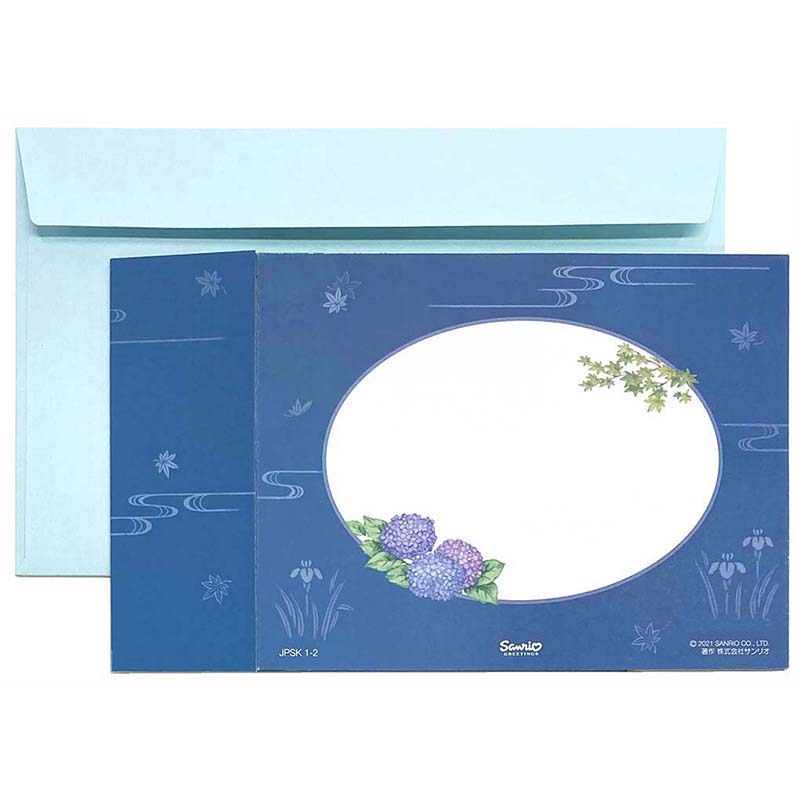 Sanrio Greeting Card: Hydrangea & Japanese Maple Tree Garden Round window