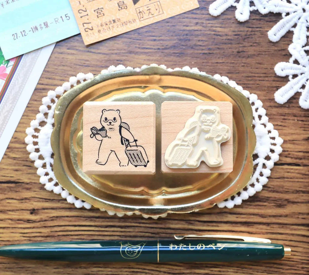 Maruco: Animal Travel – Polar Bear｜Maple Wood Rubber Stamp