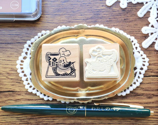 Maruco: Coffee Time – Parrot｜Maple Wood Rubber Stamp