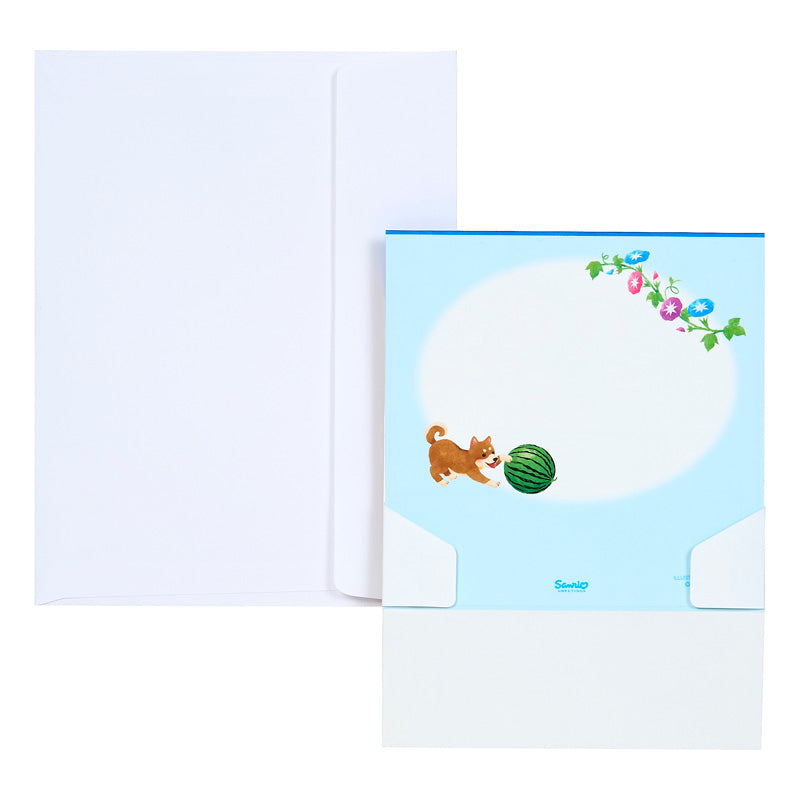Sanrio Greeting Card: Summer: Shiba-Inu at the Kakigori (Shaved Ice) Shop
