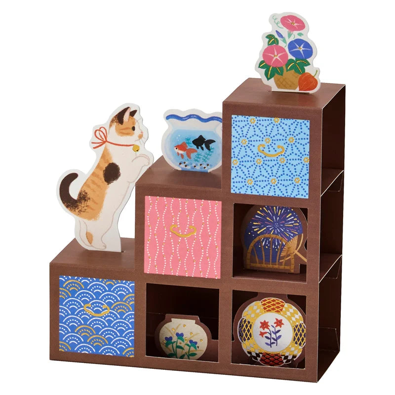 Sanrio Greeting Card: Japanese Traditional Staircase Chest with  a Cat