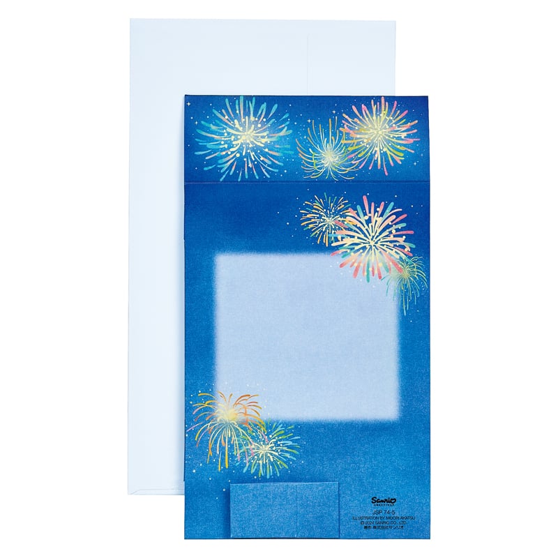 Sanrio Greeting Card: Hanabi (fireworks) with a Cat at the Waterfront City