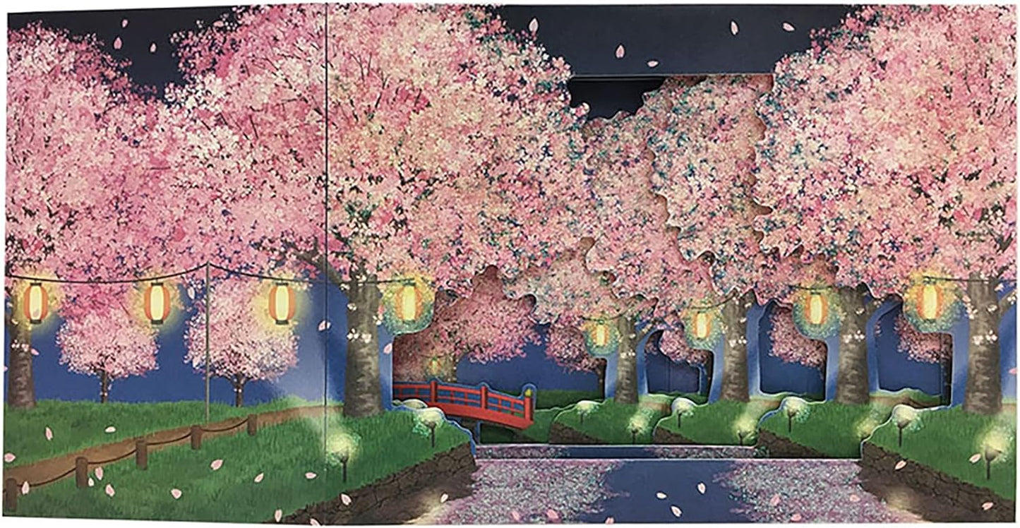 Sanrio Greeting Card: Sakura Night Bridge
