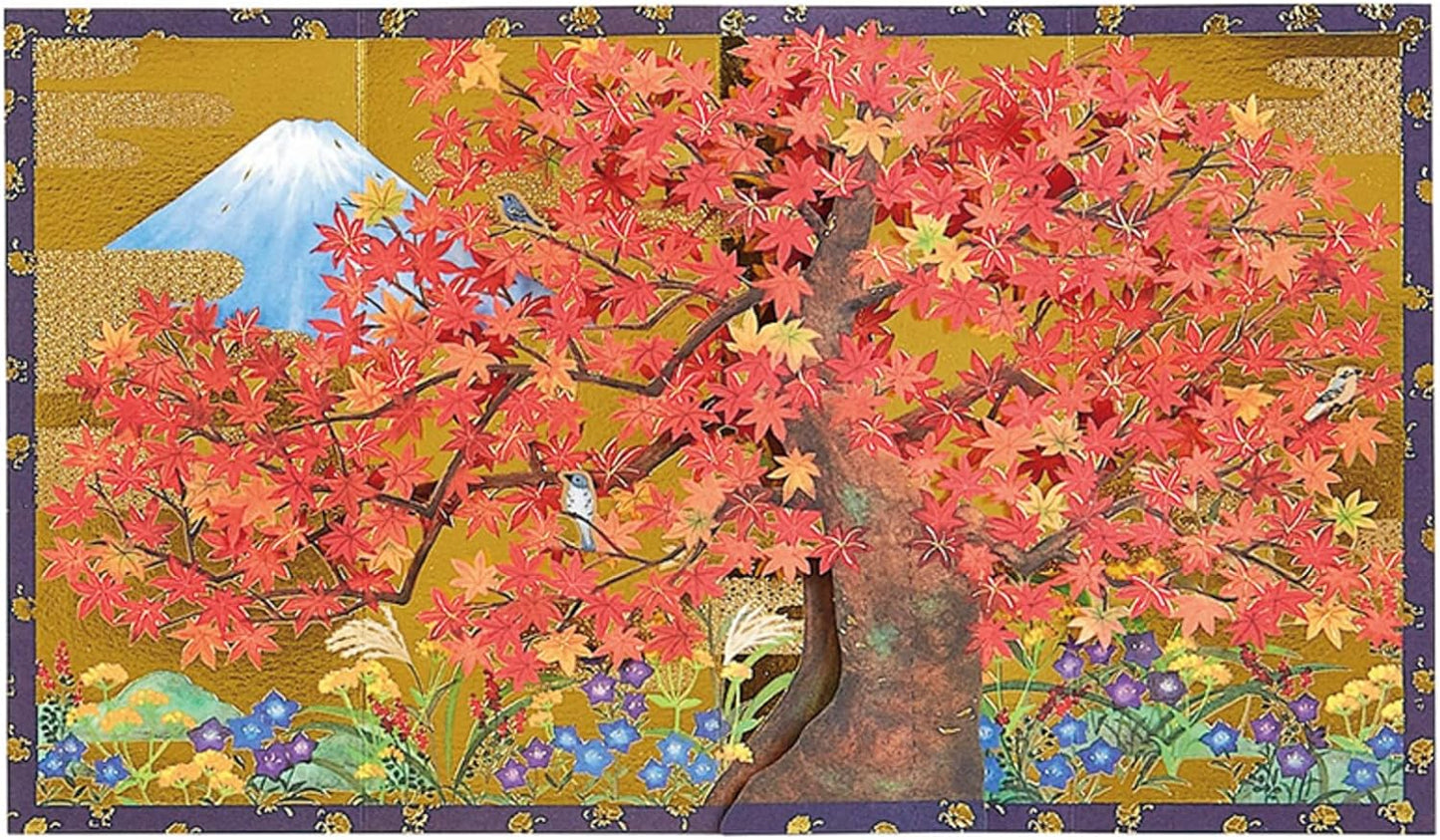 Sanrio Greeting Card: Mt. Fuji with Autumn Leaves (accordion fold)