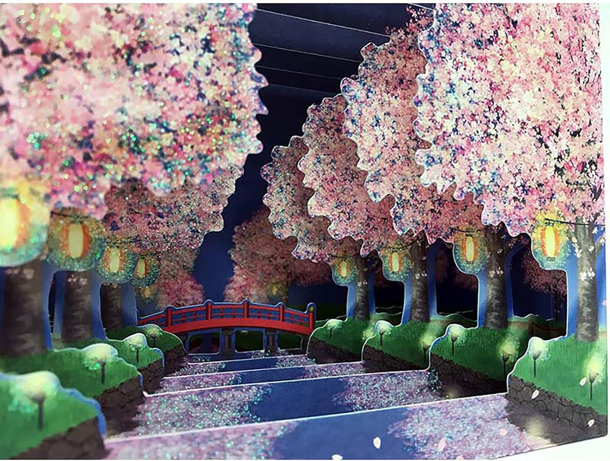 Sanrio Greeting Card: Sakura Night Bridge