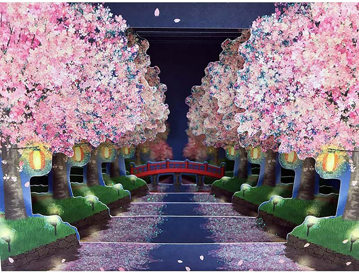 Sanrio Greeting Card: Sakura Night Bridge