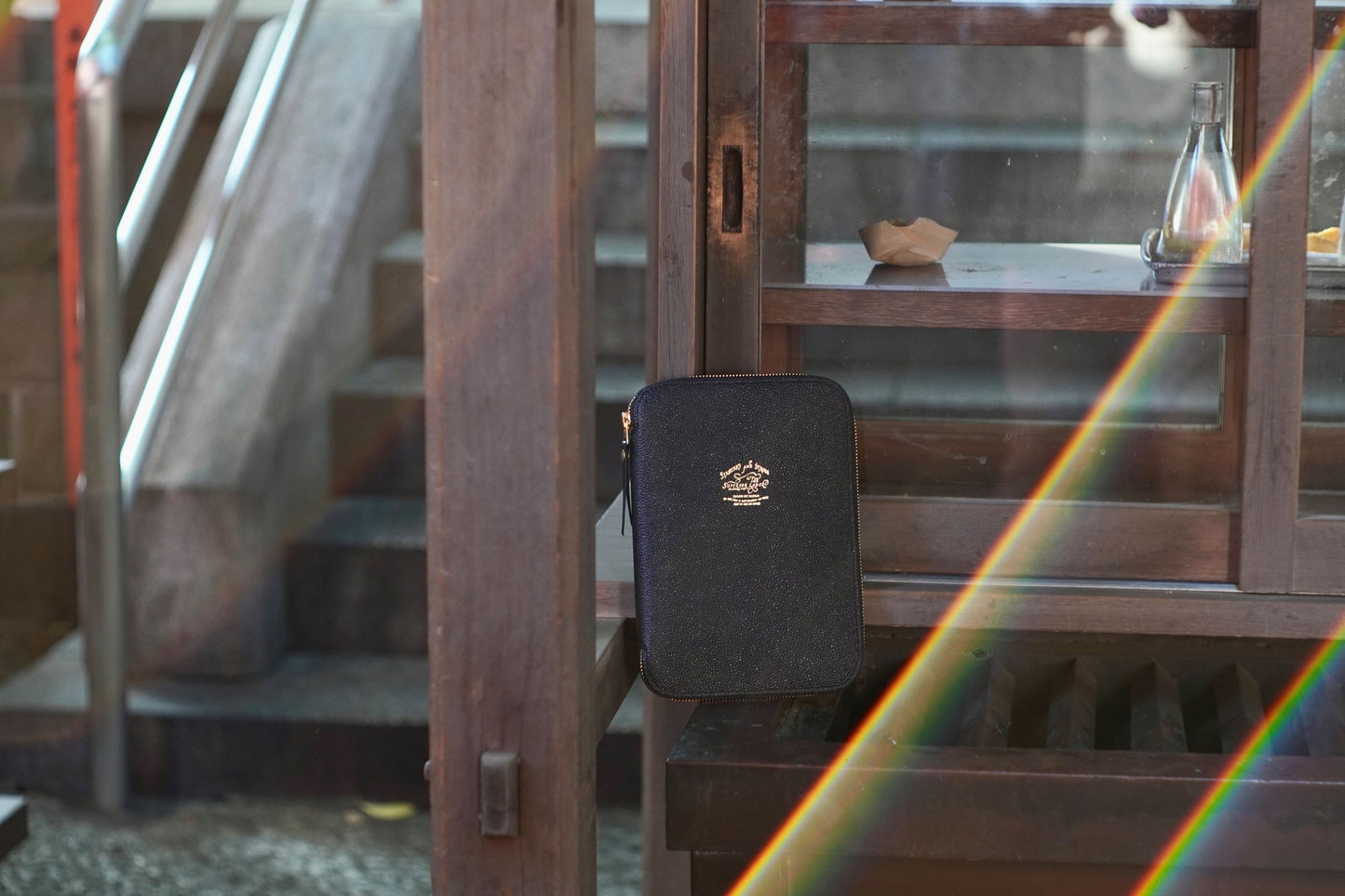 A5 Kurozan Black Leather Zip Organizer