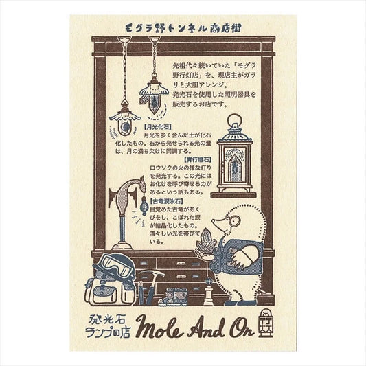 (九ポ堂) Kyupodo Postcard: Mole Lantern and Lamp Shop