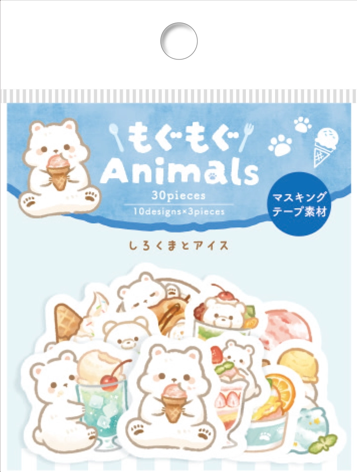 Washi Flake Seal Sticker Set: MOGU-MOGU Animals