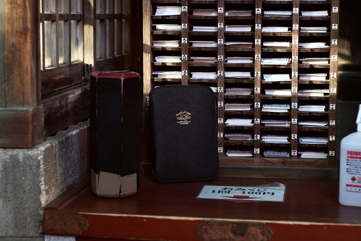 A5 Kurozan Black Leather Zip Organizer