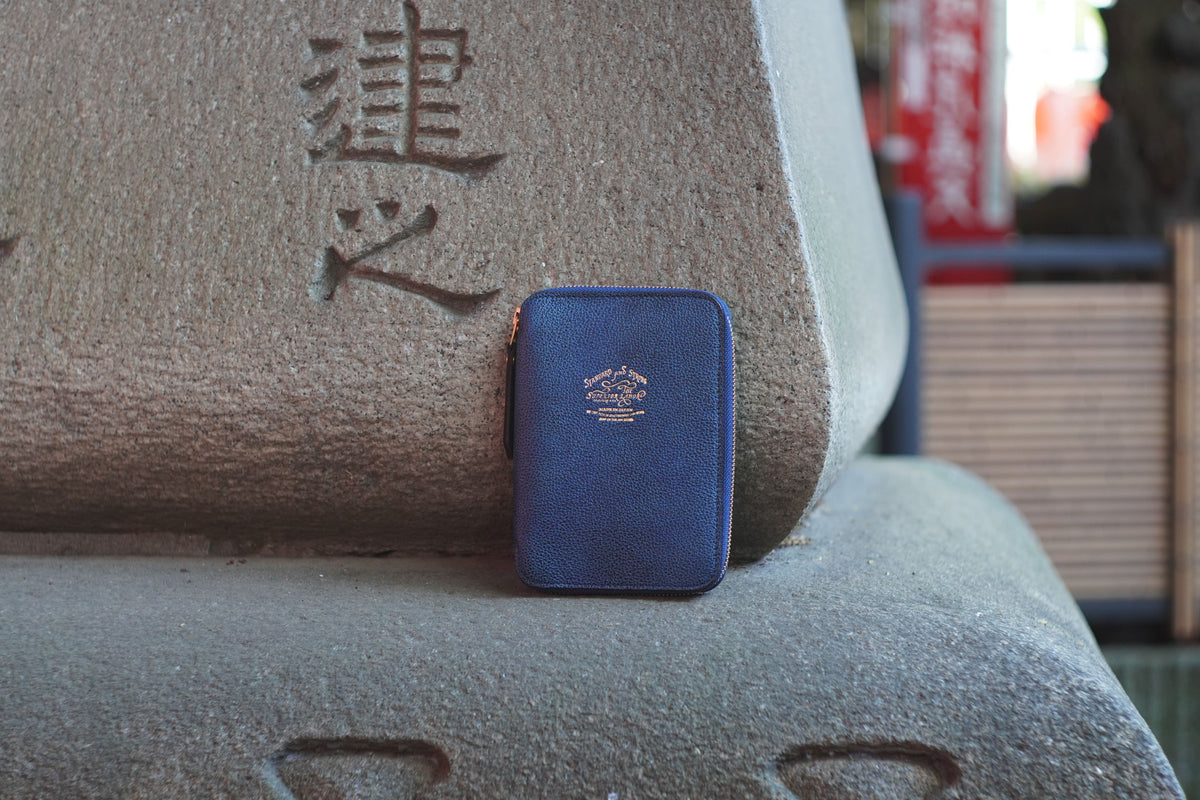 A6 Kurozan Indigo leather zip organizer