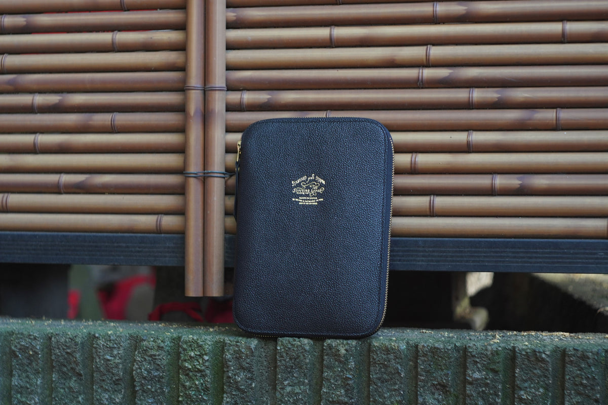 A5 Kurozan Black Leather Zip Organizer
