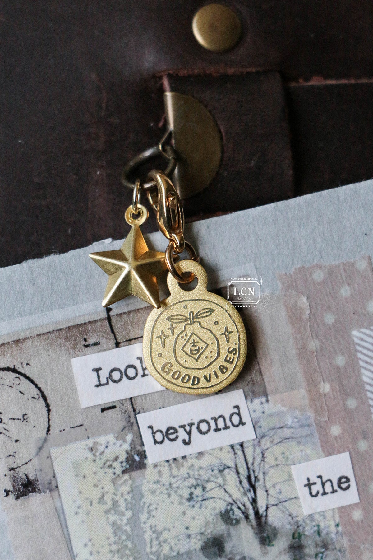 LCN Brass Charm: Good Vibes