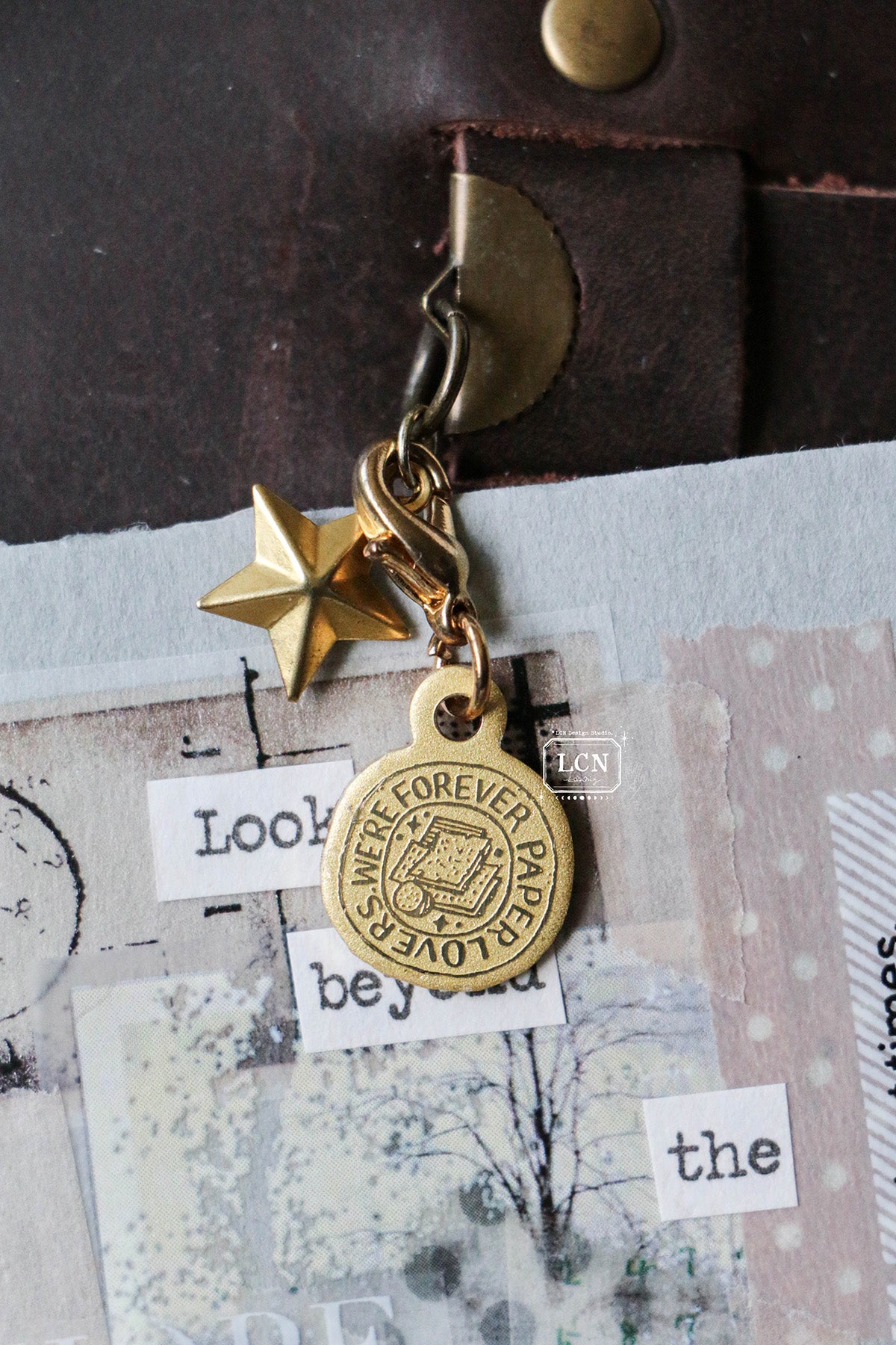 LCN Brass Charm: Paper Lover