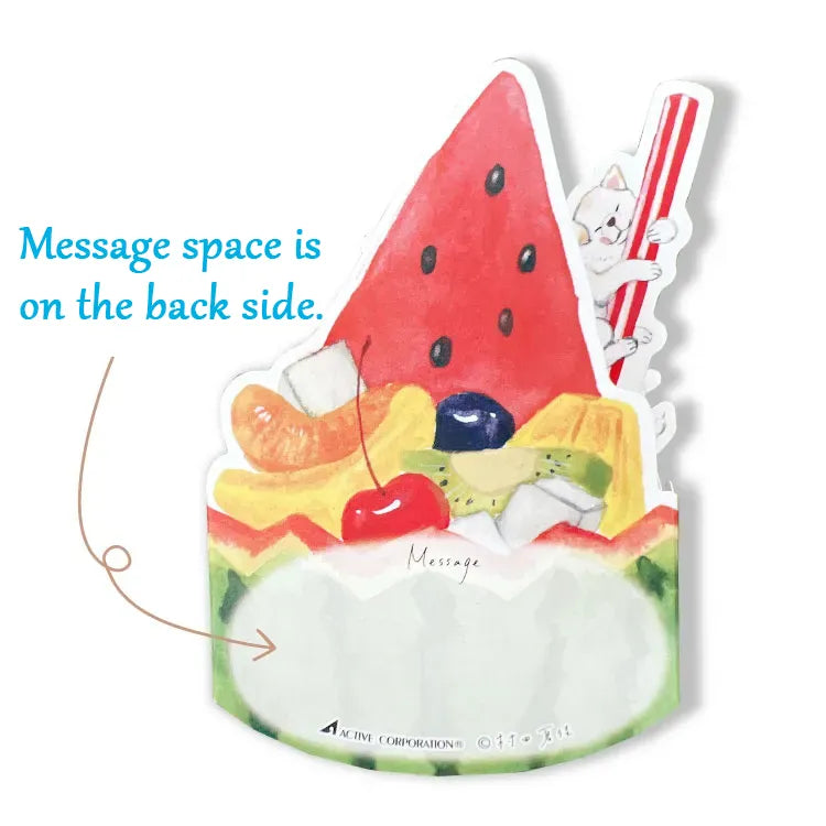 3D Greeting Card: 村田 夏佳 (Natsuka Murata): Shiba-Inu with Watermelon