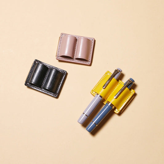 Bridle leather clip pen holder