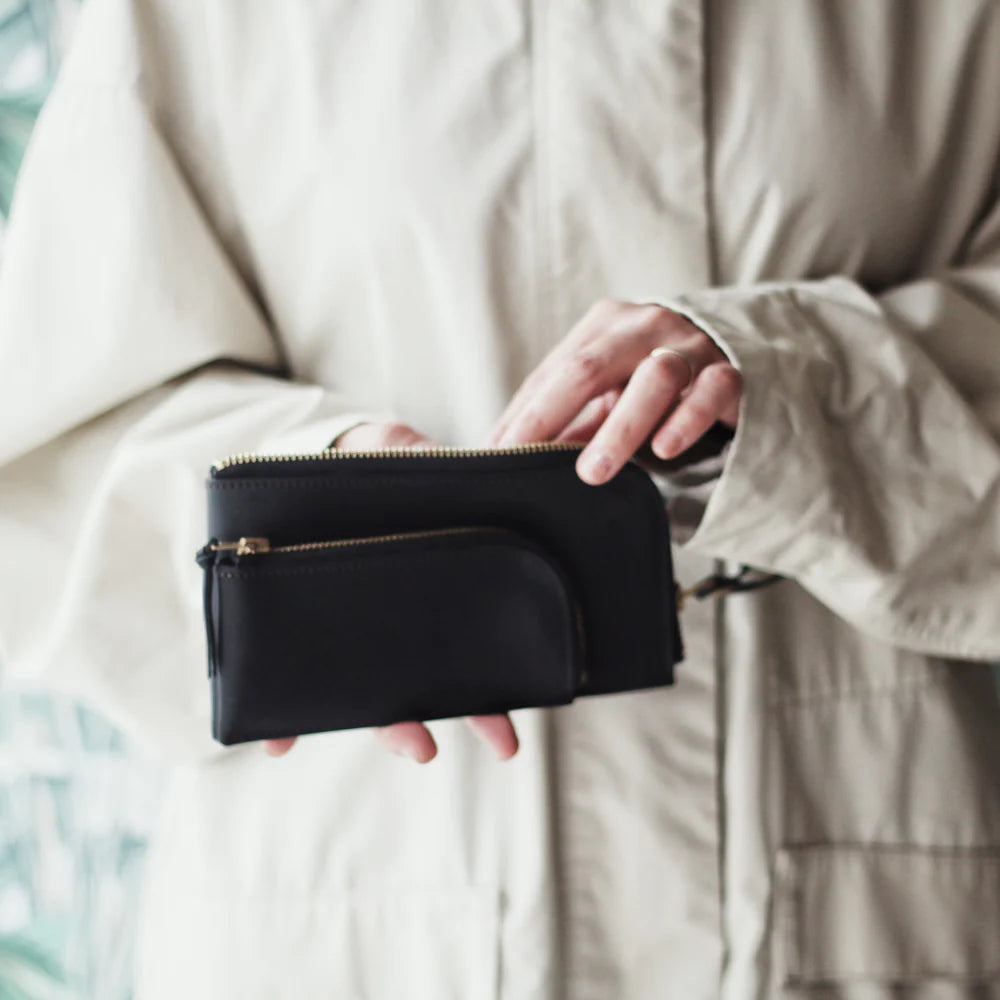 PRE-ORDER: TSL Parent-Child Oil Leather Large Zipper Pouch