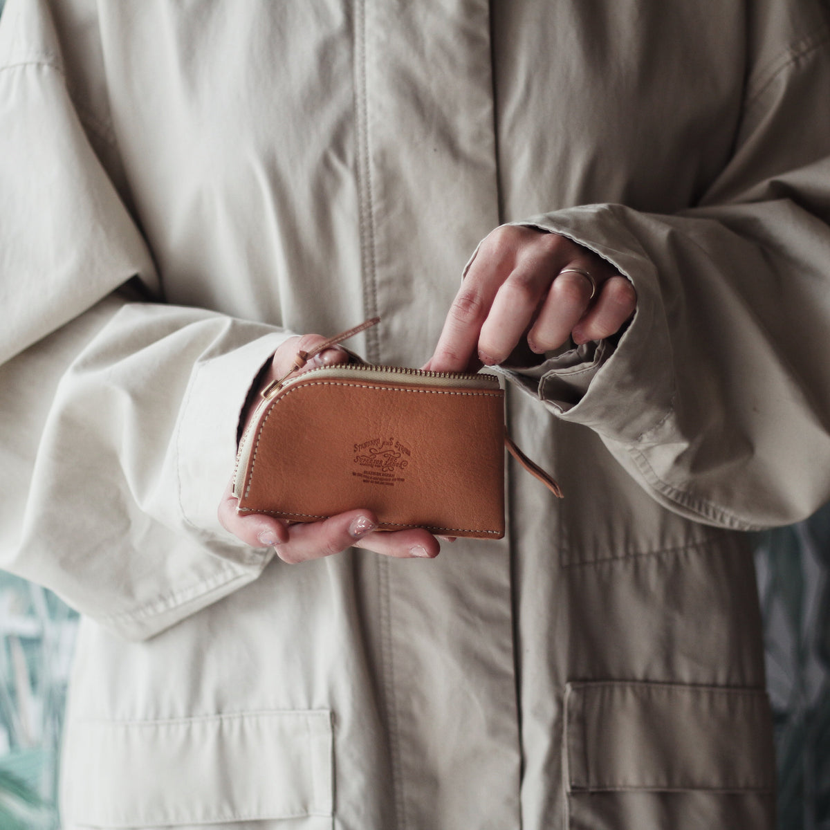 PRE-ORDER: TSL Parent-Child Oil Leather Small Zipper Pouch