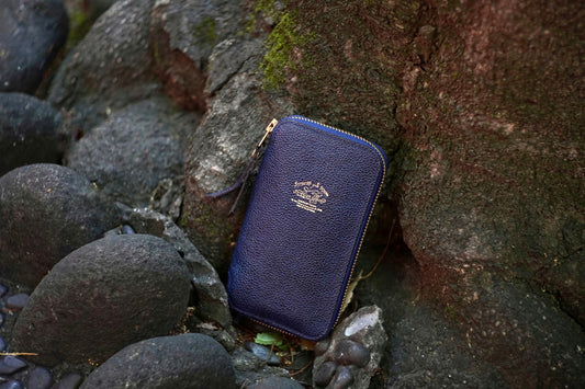 Kurozan Indigo Leather Zip Pen Case