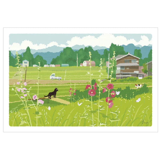 Postcard: もり としのり (Mori Toshinori): たびねこ (Tabi-Neko: Travelling Cat): Countryside