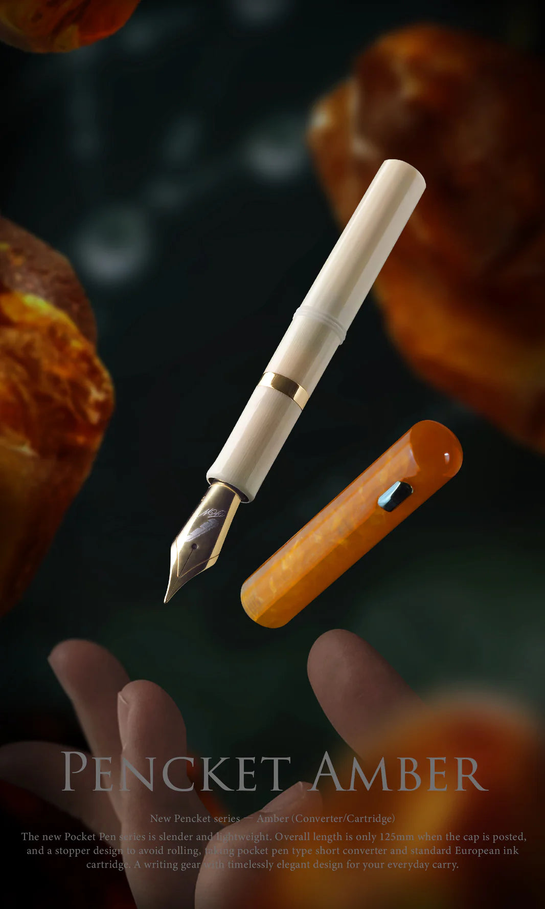 Fine Writing Pencket Fountain Pen: Amber