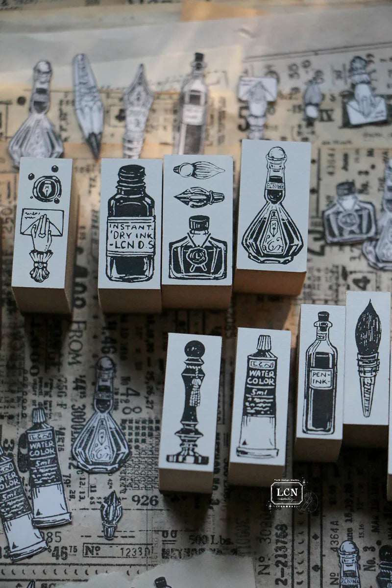 LCN rubber stamp set: On The Desk (set of 11 stamps)