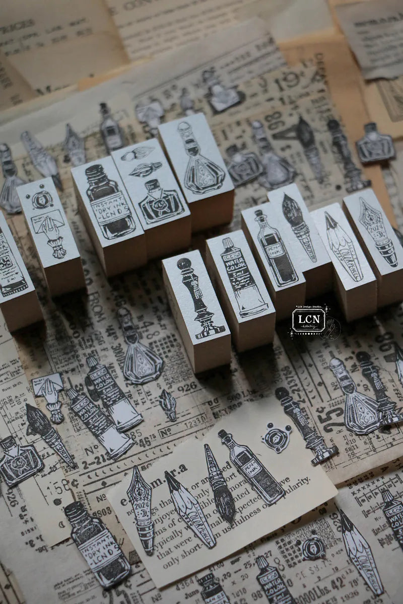 LCN rubber stamp set: On The Desk (set of 11 stamps)