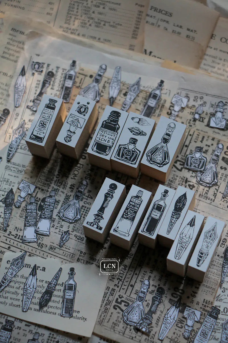 LCN rubber stamp set: On The Desk (set of 11 stamps)