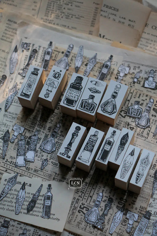 LCN rubber stamp set: On The Desk (set of 11 stamps)