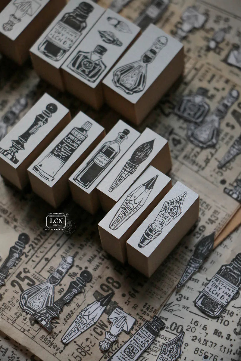 LCN rubber stamp set: On The Desk (set of 11 stamps)