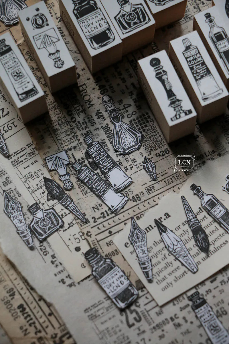 LCN rubber stamp set: On The Desk (set of 11 stamps)