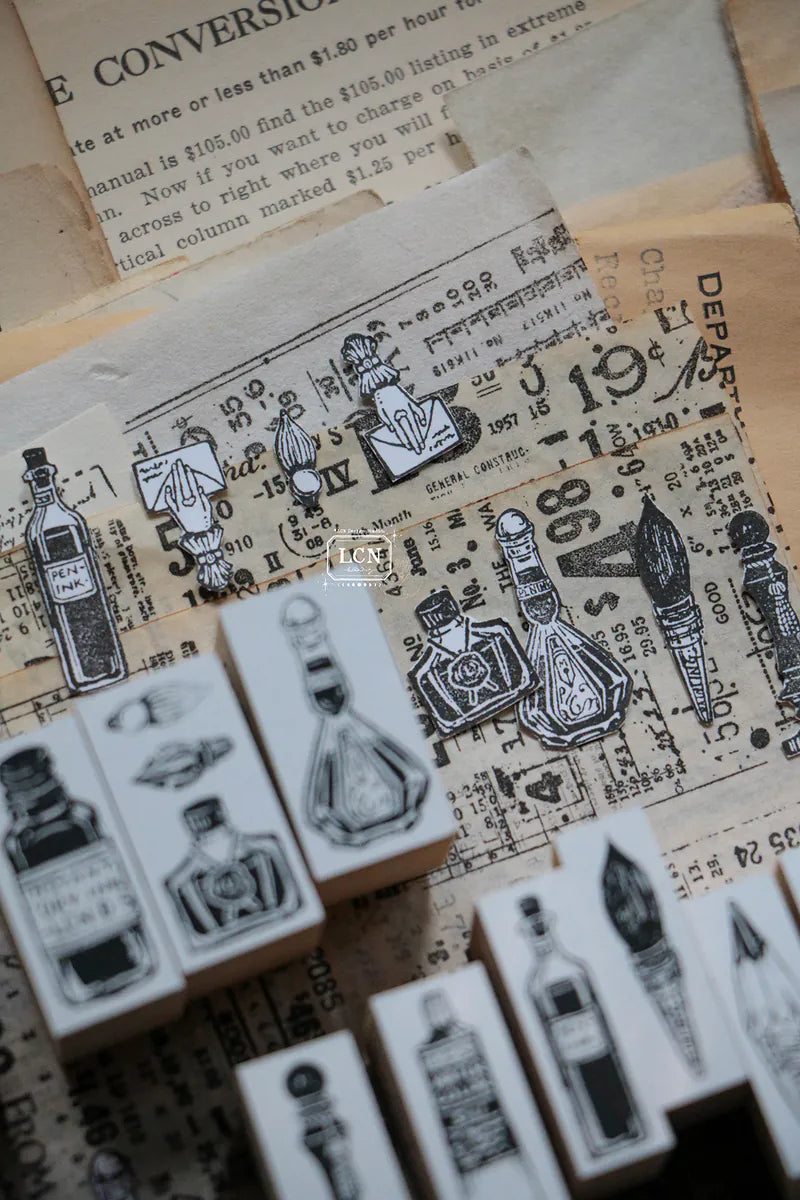 LCN rubber stamp set: On The Desk (set of 11 stamps)