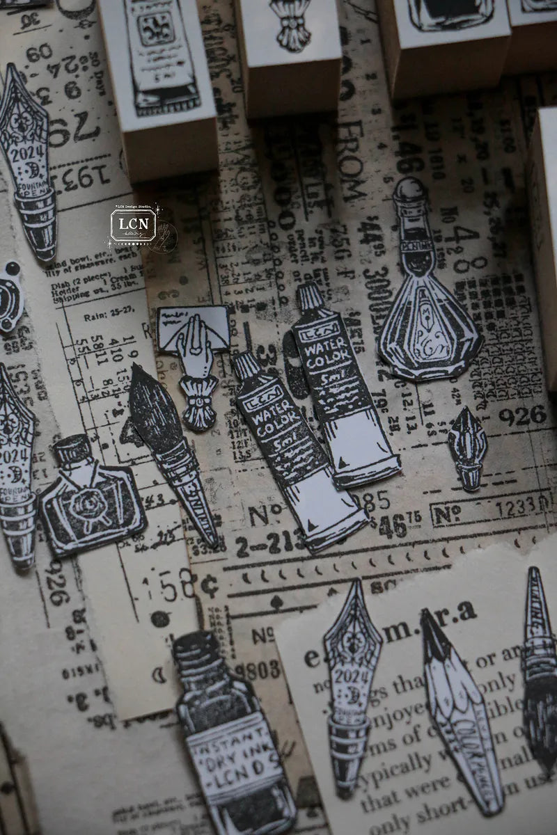LCN rubber stamp set: On The Desk (set of 11 stamps)