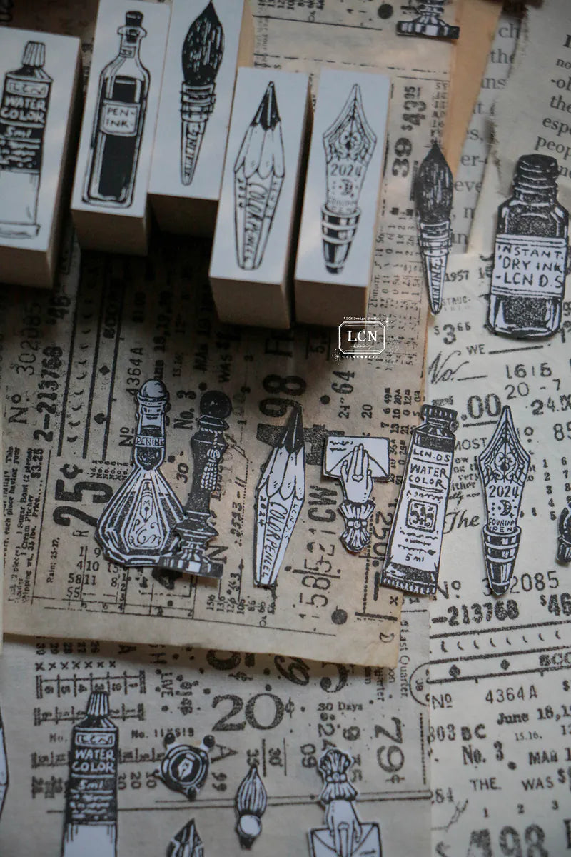 LCN rubber stamp set: On The Desk (set of 11 stamps)